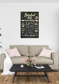Meilensteintafel Chalkboard Geschenk 60. Geburtstag Personalisiert Geburtstagstafel Frau Mann Klassik Gold Foto 003