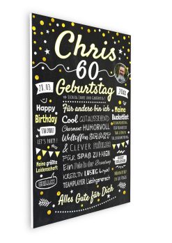 Meilensteintafel Chalkboard Geschenk 60. Geburtstag Personalisiert Geburtstagstafel Frau Mann Klassik Gold Foto 006
