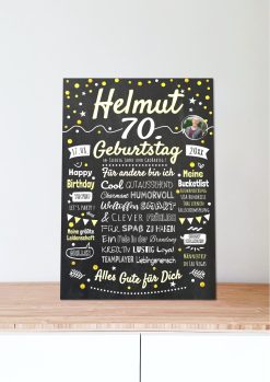 Meilensteintafel Chalkboard Geschenk 70. Geburtstag Personalisiert Geburtstagstafel Mann Frau Klassik Gold Foto06