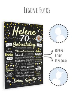 Meilensteintafel Chalkboard Geschenk 70. Geburtstag Personalisiert Geburtstagstafel Mann Frau Klassik Gold Foto11
