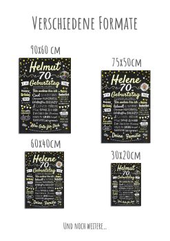 Meilensteintafel Chalkboard Geschenk 70. Geburtstag Personalisiert Geburtstagstafel Mann Frau Klassik Gold Foto12