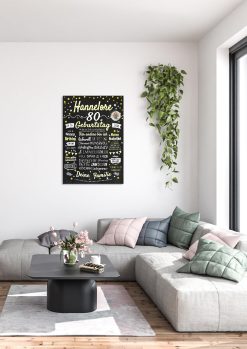 Meilensteintafel Chalkboard Geschenk 80. Geburtstag Personalisiert Geburtstagstafel Frau Mann Klassik Gold Foto01