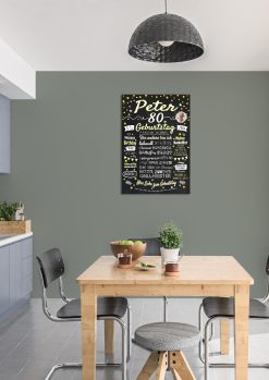 Meilensteintafel Chalkboard Geschenk 80. Geburtstag Personalisiert Geburtstagstafel Frau Mann Klassik Gold Foto02