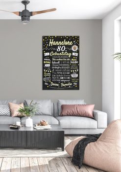 Meilensteintafel Chalkboard Geschenk 80. Geburtstag Personalisiert Geburtstagstafel Frau Mann Klassik Gold Foto03