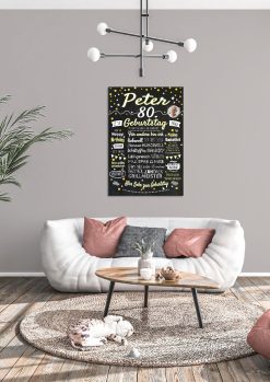 Meilensteintafel Chalkboard Geschenk 80. Geburtstag Personalisiert Geburtstagstafel Frau Mann Klassik Gold Foto04