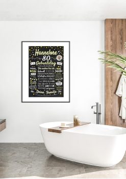 Meilensteintafel Chalkboard Geschenk 80. Geburtstag Personalisiert Geburtstagstafel Frau Mann Klassik Gold Foto05