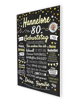 Meilensteintafel Chalkboard Geschenk 80. Geburtstag Personalisiert Geburtstagstafel Frau Mann Klassik Gold Foto07
