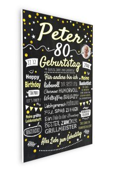 Meilensteintafel Chalkboard Geschenk 80. Geburtstag Personalisiert Geburtstagstafel Frau Mann Klassik Gold Foto08