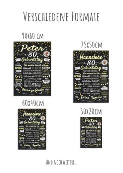 Meilensteintafel Chalkboard Geschenk 80. Geburtstag Personalisiert Geburtstagstafel Frau Mann Klassik Gold Foto12