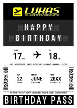 Meilensteintafel Geschenk 18. Geburtstag Volljährigkeit Aviation Reise Weltenbummler Birthday Boarding Pass No 1 (2)