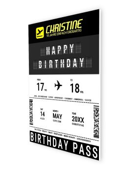 Meilensteintafel Geschenk 18. Geburtstag Volljährigkeit Aviation Reise Weltenbummler Birthday Boarding Pass No 104