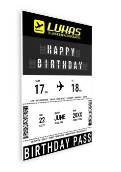Meilensteintafel Geschenk 18. Geburtstag Volljährigkeit Aviation Reise Weltenbummler Birthday Boarding Pass No 105
