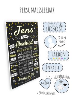 Meilensteintafel Geschenk Zum Abschied Arbeitskollegen Personalisiert Kollegen Gold Chalkboard Chalk 007
