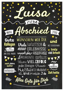 Meilensteintafel Geschenk Zum Abschied Arbeitskollegen Personalisiert Kollegen Gold Chalkboard Chalk