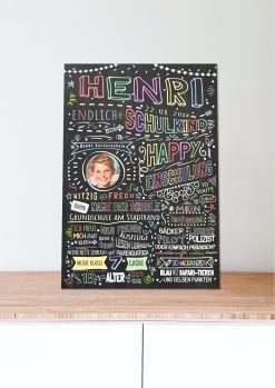 Meilensteintafel Einschulung Geschenk Personalisiert Einschulungsposter Schulanfang Chalkboard Mädchen Junge Bunte Schulzeit 105