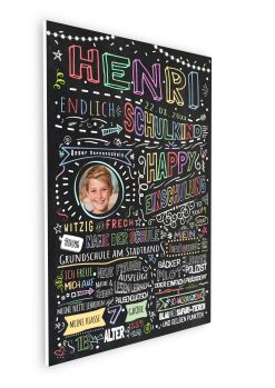 Meilensteintafel Einschulung Geschenk Personalisiert Einschulungsposter Schulanfang Chalkboard Mädchen Junge Bunte Schulzeit 107