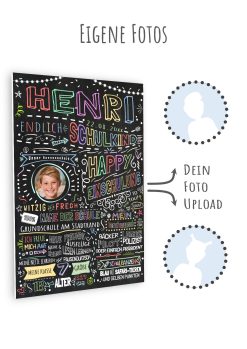 Meilensteintafel Einschulung Geschenk Personalisiert Einschulungsposter Schulanfang Chalkboard Mädchen Junge Bunte Schulzeit 110