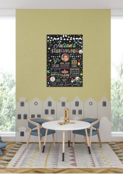 Meilensteintafel Geschenk Zur Einschulung Einschulungsposter Schulanfang Personalisiert Junge Mädchen Lichterkette 3 Fotos04