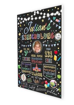 Meilensteintafel Geschenk Zur Einschulung Einschulungsposter Schulanfang Personalisiert Junge Mädchen Lichterkette 3 Fotos06