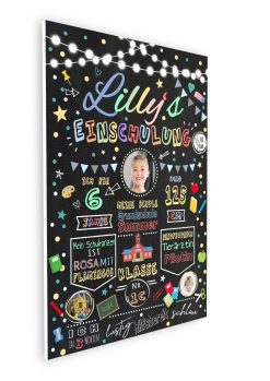 Meilensteintafel Geschenk Zur Einschulung Einschulungsposter Schulanfang Personalisiert Junge Mädchen Lichterkette 3 Fotos07