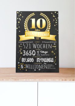 Meilensteintafel Chalkboard 1. 2. 3. 4. 5. 10. 15. 20. 25. 30. 40. 50. Firmenjubiläum Betriebsjubiläum Jubiläum Geschenk Personalisiert04