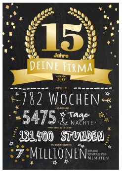 Meilensteintafel Chalkboard 15. Firmenjubiläum Betriebsjubiläum Jubiläum Geschenk Personalisiert Ausgezeichnet