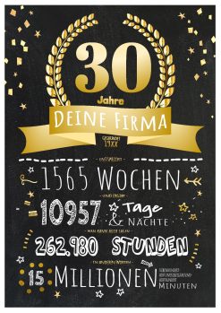 Meilensteintafel Chalkboard 30. Firmenjubiläum Betriebsjubiläum Jubiläum Geschenk Personalisiert Ausgezeichnet