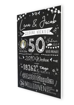 Meilensteintafel Chalkboard Geschenk 50. Hochzeitstag Goldene Hochzeit Personalisiert Retro Lights 107