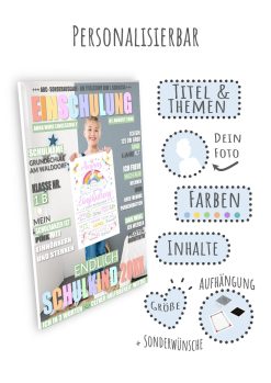 Meilensteintafel Geschenk Zur Einschulung Einschulungsposter Schulanfang Personalisiert Magazin Zeitschrift Junge Mädchen08