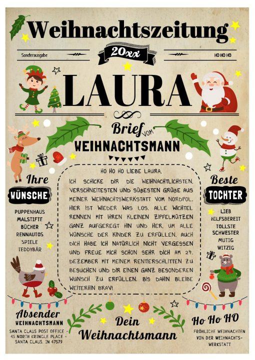 Brief Vom Weihnachtsmann Vorlage Post Zum Ausdrucken Personalisierbar Meilensteintafel Weihnachtszeitung Kinder
