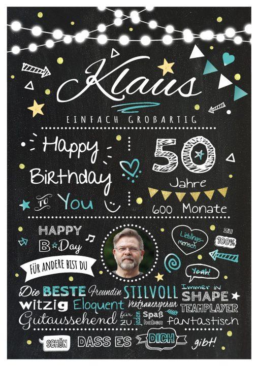 Meilensteintafel Chalkboard 50. Geburtstag Geschenk Personalisiert Chalk O Classic Geburtstagstafel Mann