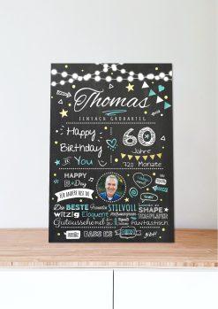 Meilensteintafel Chalkboard 60. Geburtstag Geschenk Personalisiert Chalk O Classic Geburtstagstafel Frau Mann06