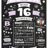 Meilensteintafel Chalkboard Geschenk 16. Geburtstag Personalisiert Geburtstagsposter Teenager Mädchen Junge Retro Classic Lila