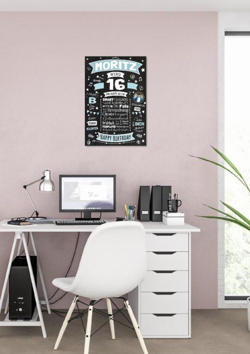 Meilensteintafel Chalkboard Geschenk 16. Geburtstag Personalisiert Geburtstagsposter Teenager Mädchen Junge Retro Classic02
