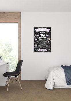 Meilensteintafel Chalkboard Geschenk 16. Geburtstag Personalisiert Geburtstagsposter Teenager Mädchen Junge Retro Classic03