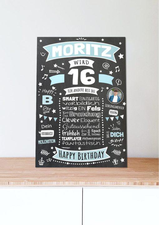 Meilensteintafel Chalkboard Geschenk 16. Geburtstag Personalisiert Geburtstagsposter Teenager Mädchen Junge Retro Classic05