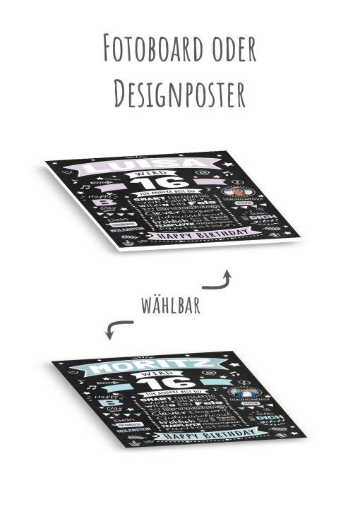 Meilensteintafel Chalkboard Geschenk 16. Geburtstag Personalisiert Geburtstagsposter Teenager Mädchen Junge Retro Classic12