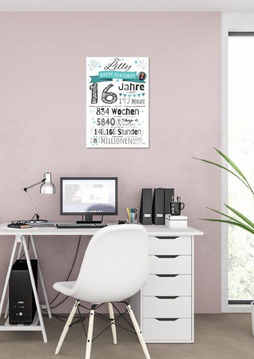 Meilensteintafel Chalkboard Geschenk 16. Geburtstag Personalisiert Junge Mädchen Geburtstagstafel Zahlenspaß (1)
