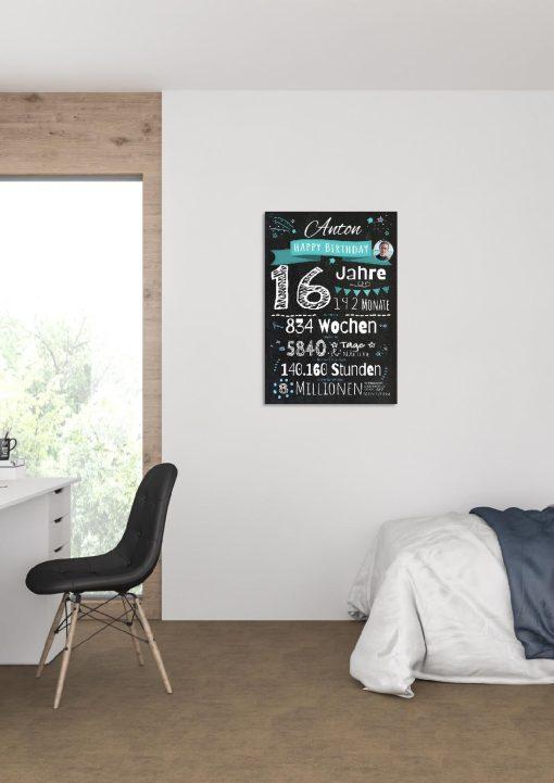 Meilensteintafel Chalkboard Geschenk 16. Geburtstag Personalisiert Junge Mädchen Geburtstagstafel Zahlenspaß (2)