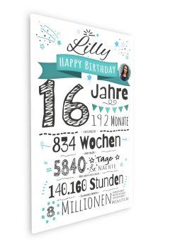 Meilensteintafel Chalkboard Geschenk 16. Geburtstag Personalisiert Junge Mädchen Geburtstagstafel Zahlenspaß (5)