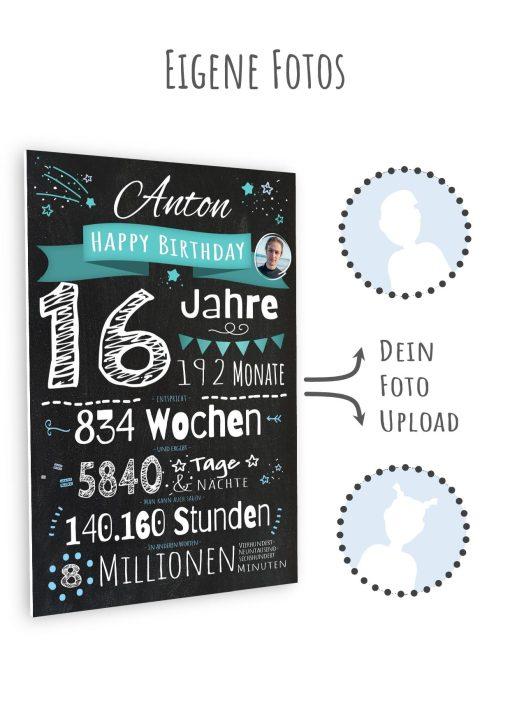 Meilensteintafel Chalkboard Geschenk 16. Geburtstag Personalisiert Junge Mädchen Geburtstagstafel Zahlenspaß (8)