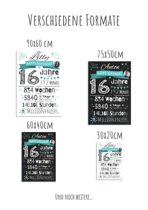 Meilensteintafel Chalkboard Geschenk 16. Geburtstag Personalisiert Junge Mädchen Geburtstagstafel Zahlenspaß (9)
