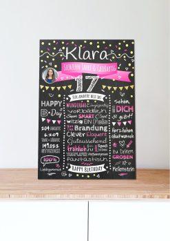 Meilensteintafel Chalkboard Geschenk 17. Geburtstag Personalisiert Geburtstagstafel Klassik Teenager Mädchen Junge05