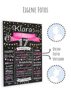 Meilensteintafel Chalkboard Geschenk 17. Geburtstag Personalisiert Geburtstagstafel Klassik Teenager Mädchen Junge10