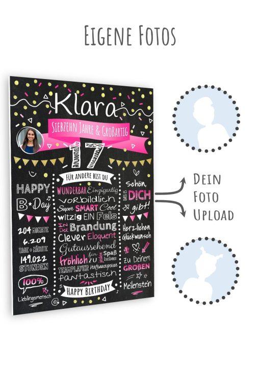 Meilensteintafel Chalkboard Geschenk 17. Geburtstag Personalisiert Geburtstagstafel Klassik Teenager Mädchen Junge10