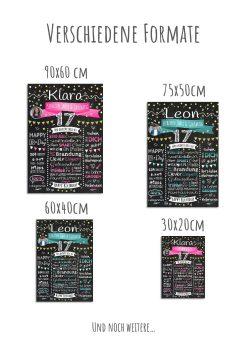 Meilensteintafel Chalkboard Geschenk 17. Geburtstag Personalisiert Geburtstagstafel Klassik Teenager Mädchen Junge11