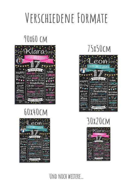 Meilensteintafel Chalkboard Geschenk 17. Geburtstag Personalisiert Geburtstagstafel Klassik Teenager Mädchen Junge11