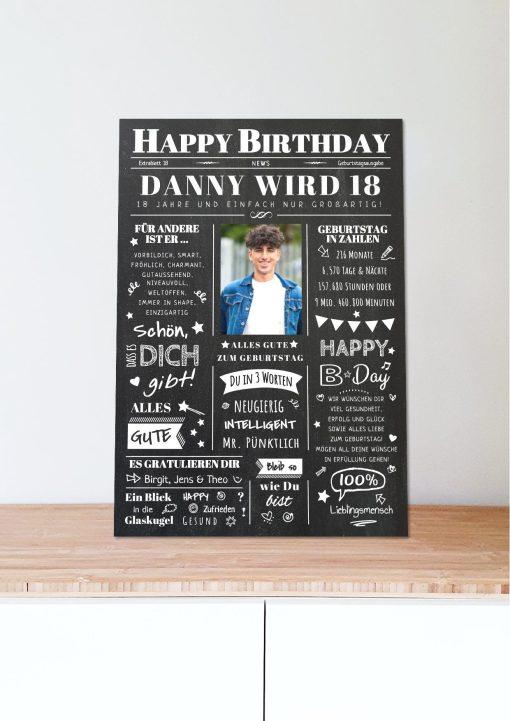Meilensteintafel Chalkboard Geschenk 18. Geburtstag Zeitung Geburtstagsposter Jahrgangsposter Personalisiert Frau Mann Happy Birthday05