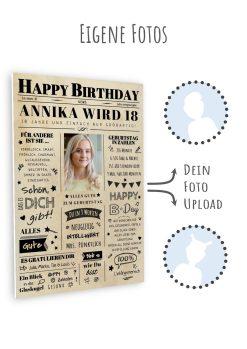 Meilensteintafel Chalkboard Geschenk 18. Geburtstag Zeitung Geburtstagsposter Jahrgangsposter Personalisiert Frau Mann Happy Birthday10