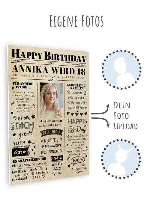 Meilensteintafel Chalkboard Geschenk 18. Geburtstag Zeitung Geburtstagsposter Jahrgangsposter Personalisiert Frau Mann Happy Birthday10